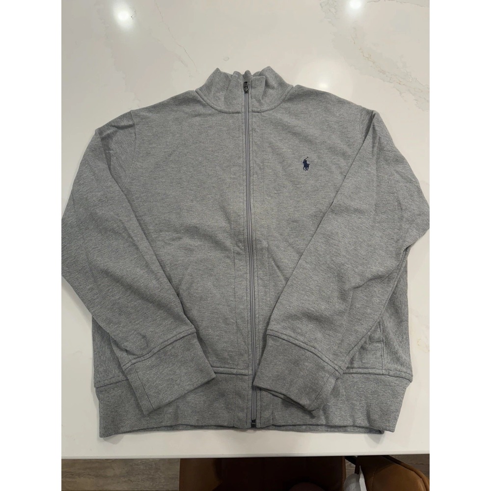 Polo Ralph Lauren Full Zip Sweater Men XL Gray Excellent Mock Neck Casual